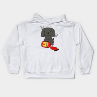 Funny Black Dog Spilled Hot Sauce Kids Hoodie